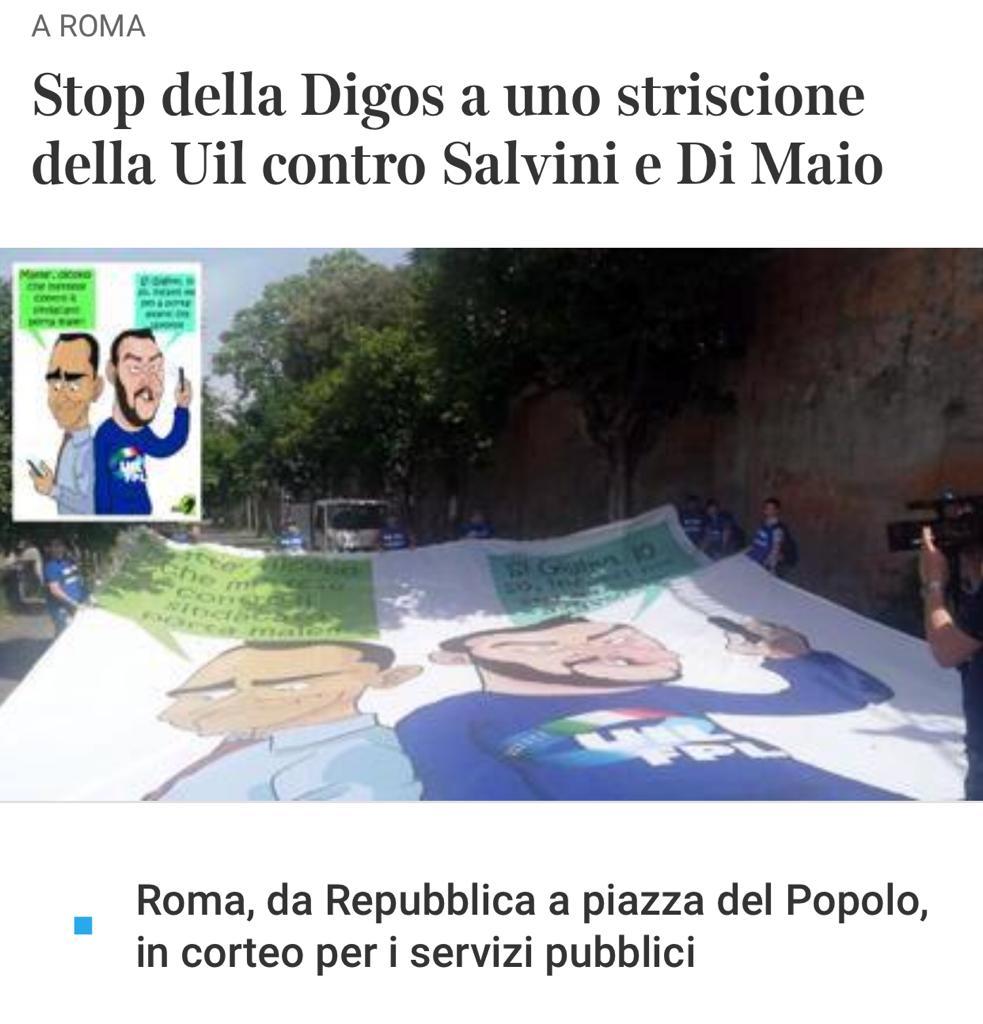 "Dimmi con chi vai e ti "digos" chi sei".Un grave atto di censura nei confronti di uno striscione ironico della UilFpl.Facciamo nostre le parole del Segretario Generale Uil Lombardia <a href="/DMargaritella/">Danilo Margaritella</a>:"esponiamolo a rotazione nelle sedi Uil dei territori"