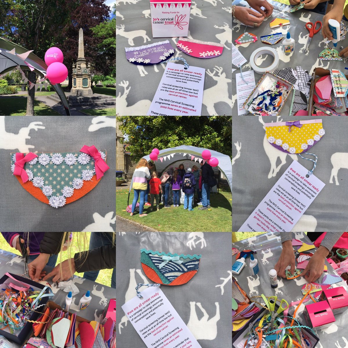 hbakerdesign's tweet photo. 61 pairs of pants made at today’s pop-up craftivism event raising over £65 for @JoTrust spreading the message that you don’t have to be beach ready to be smear ready. #craftivism #campaign https://t.co/wF35Xnw3Ha