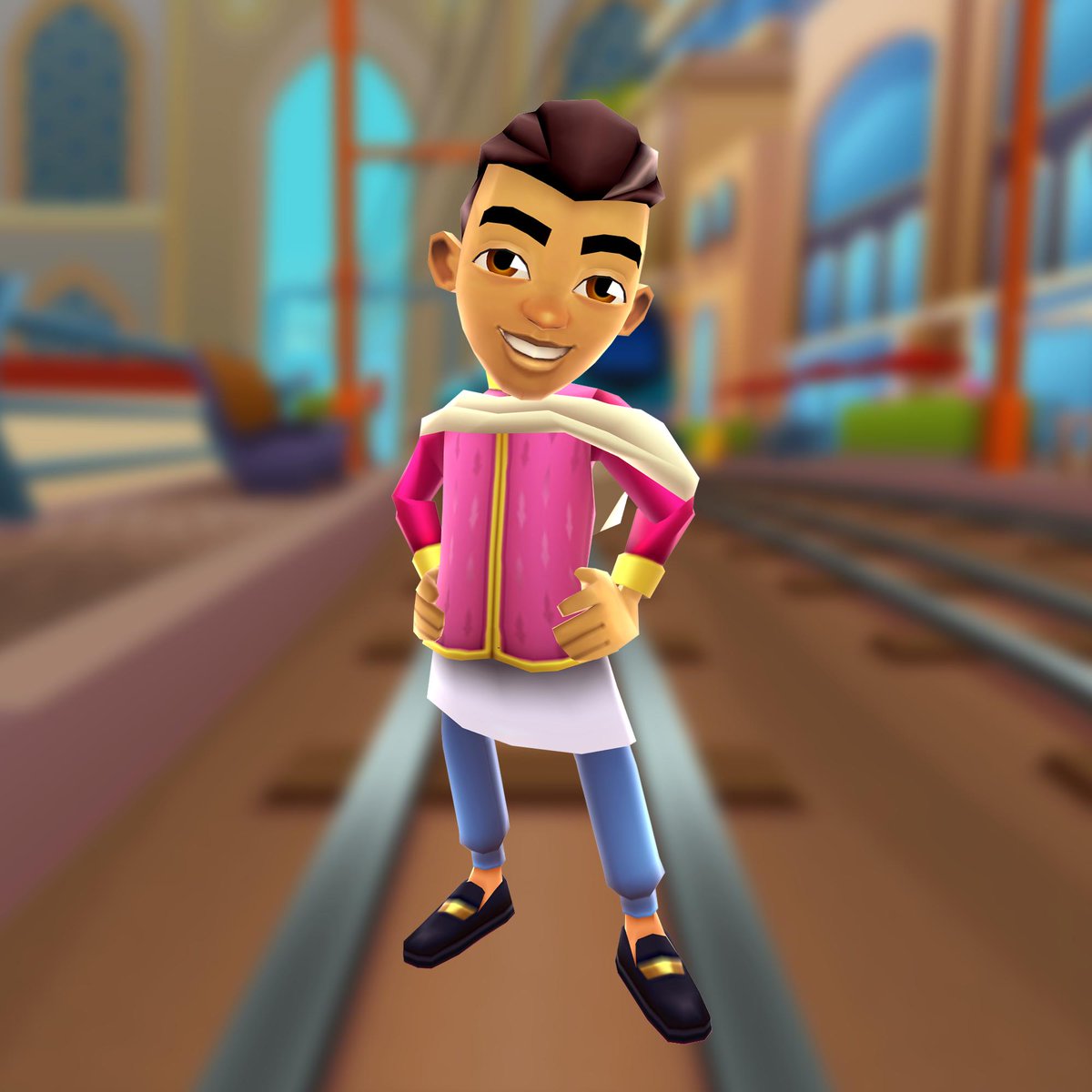 subwaysurfers's tweet photo. #ConceptClass 11: Fly guy in Dubai. 😎 We'd love some Dubai inspired fan art! Any character, board - it's completely up to you. Just remember to throw in a palm tree or two! 😉🌴 Share your art on Instagram and Twitter using #subwaysurfers and we'll feature it! 😍 #worldtour https://t.co/FDcJU4zG9H