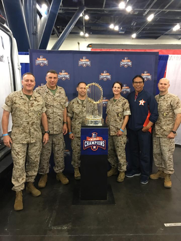 WeatherReadyHTX's tweet photo. ⚾️🌟Special thanks to @astros All Star Jose Cruz for bringing the 2017 All Star Championship Trophy and taking time to pose with Expo attendees! https://t.co/MPXgYJb0rY