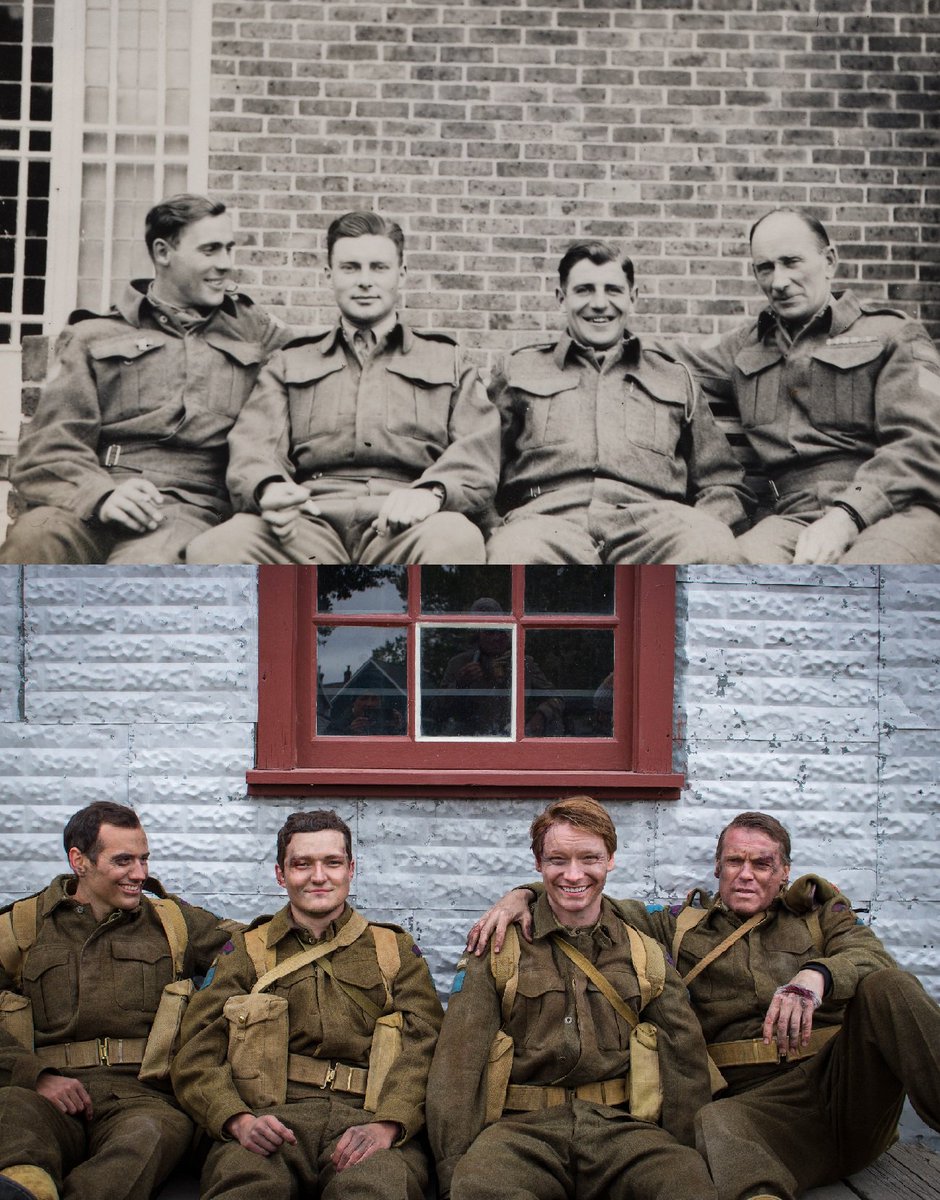 The actors of our latest #HeritageMinute recreated an archival photo of Major Archie MacNaughton &amp; some men of the North Shore Regiment.

UPDATE: the man to the left of MacNaughton has been identified as J.E. Hector LeBlanc. Special thanks to Barry MacKenzie from <a href="/stfxuniversity/">StFX University</a>!