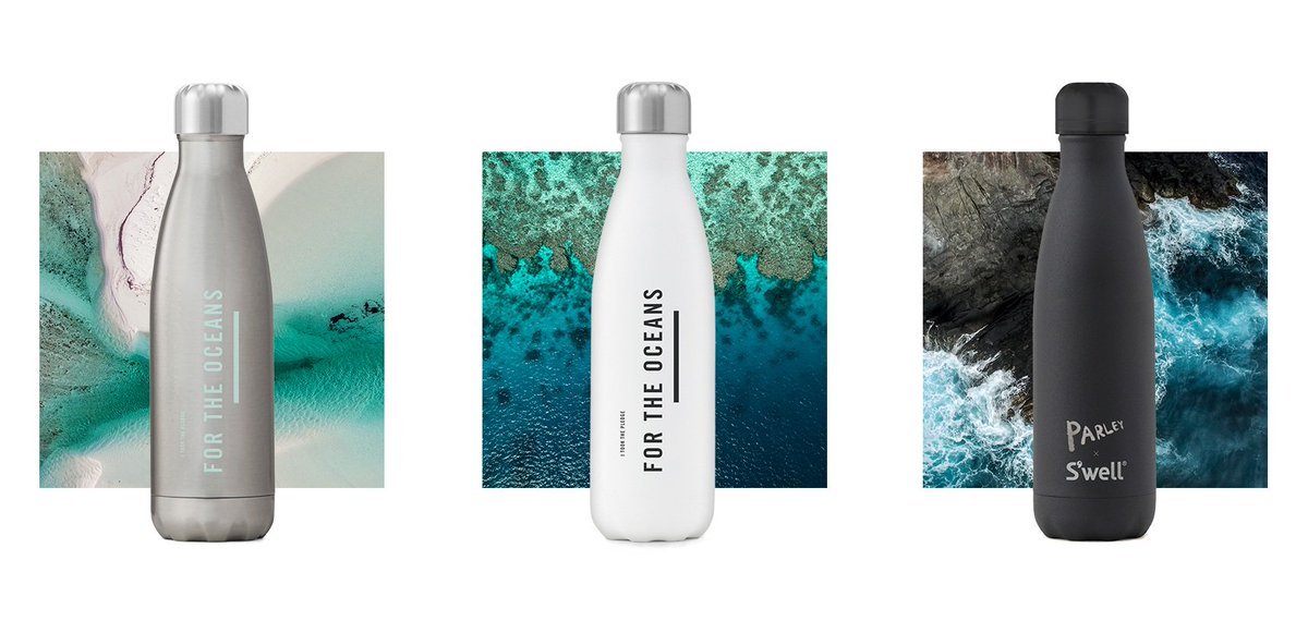 parleyforoceans's tweet photo. In the next minute, a million plastic bottles will be purchased around the world. Parley and @swellbottle are joining forces – each bottle funds the removal of 10 pounds of marine plastic debris in Island Nations 🌊https://t.co/U9J8lf2ttQ #WorldOceansDay #ParleyAIR https://t.co/XJ9whsuJHf