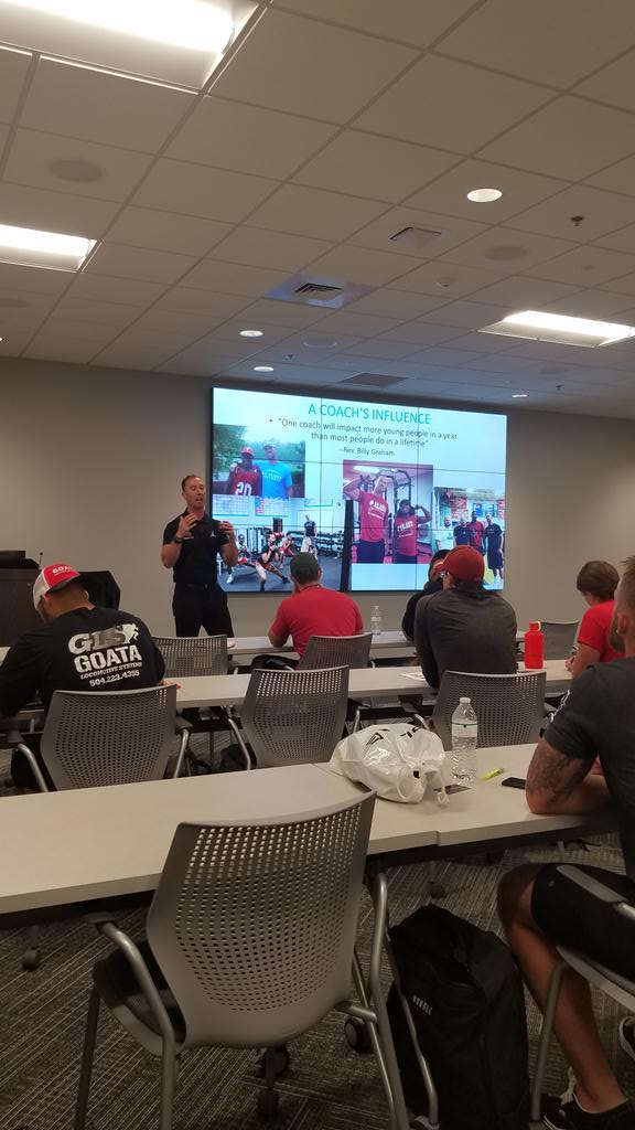 SCcoachEvans's tweet photo. My boy @KurtzM3 speaking now! #plaelab #uwfstrength https://t.co/g7sAGtMZVo