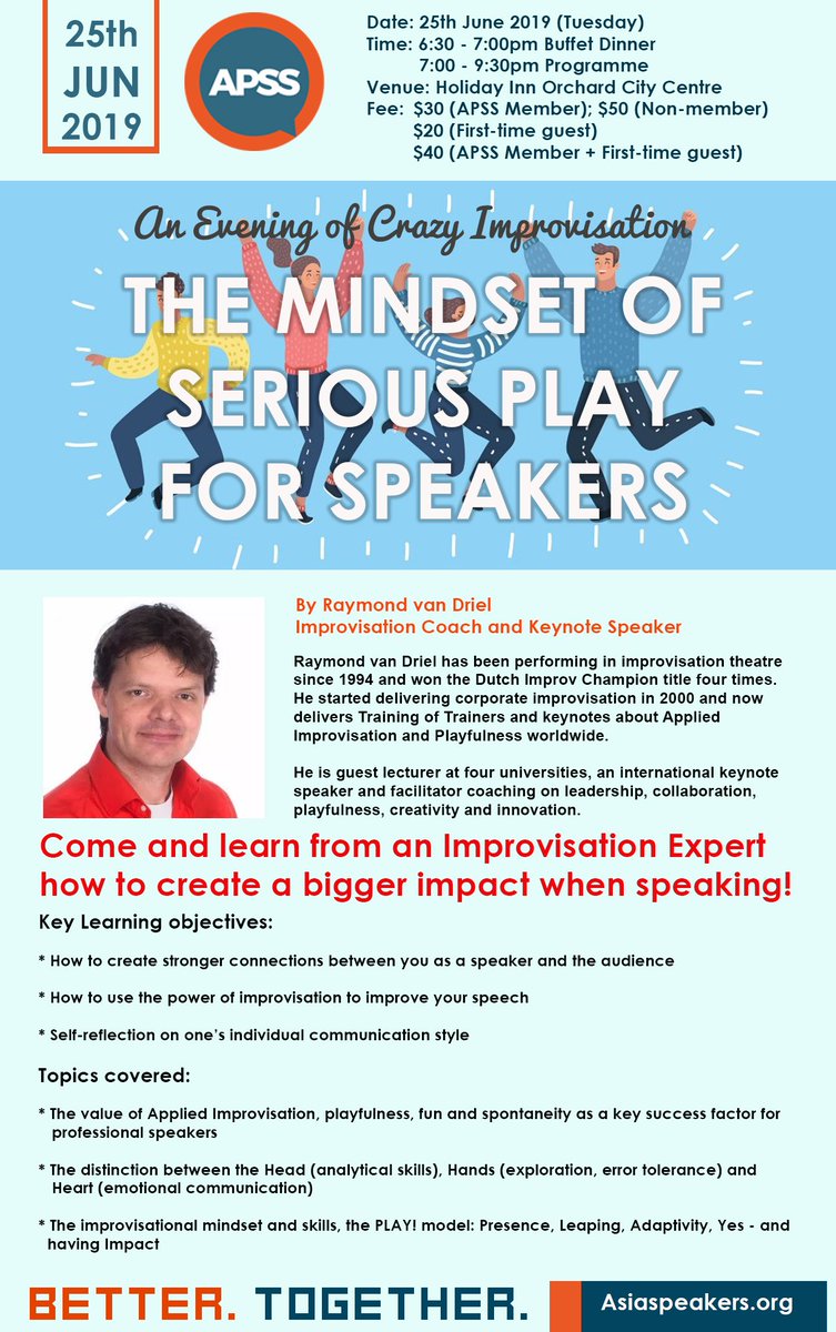 Very much looking forward to my keynote for my colleagues of Asia Professional Speakers Singapore (APSS) !