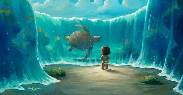 Rob Kaz Art on Twitter: How to recognize World Oceans Day? This sweet  moment between baby Moana and the ocean is one of my all time favorites.  The moment I saw it,