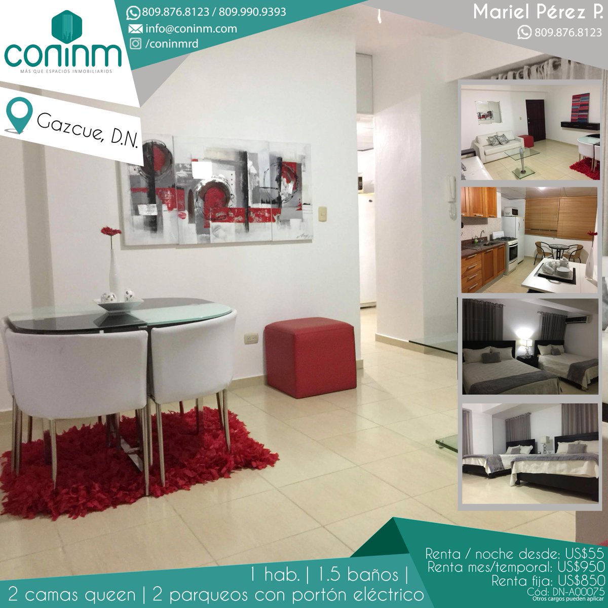 CONINMRD's tweet photo. RENTO FIJO | POR TEMPORADA | POR NOCHE- Apartamento con dos camas completamente equipado en Gazcue, vive cultura, historia, arte
Cód. prop.: DN-A00075

Ideal para viajes de negocio, personal, parejas, familias y para todo aquel que quiera disfrutar de la cultura, historia, arte. https://t.co/GyH9dqAc7h