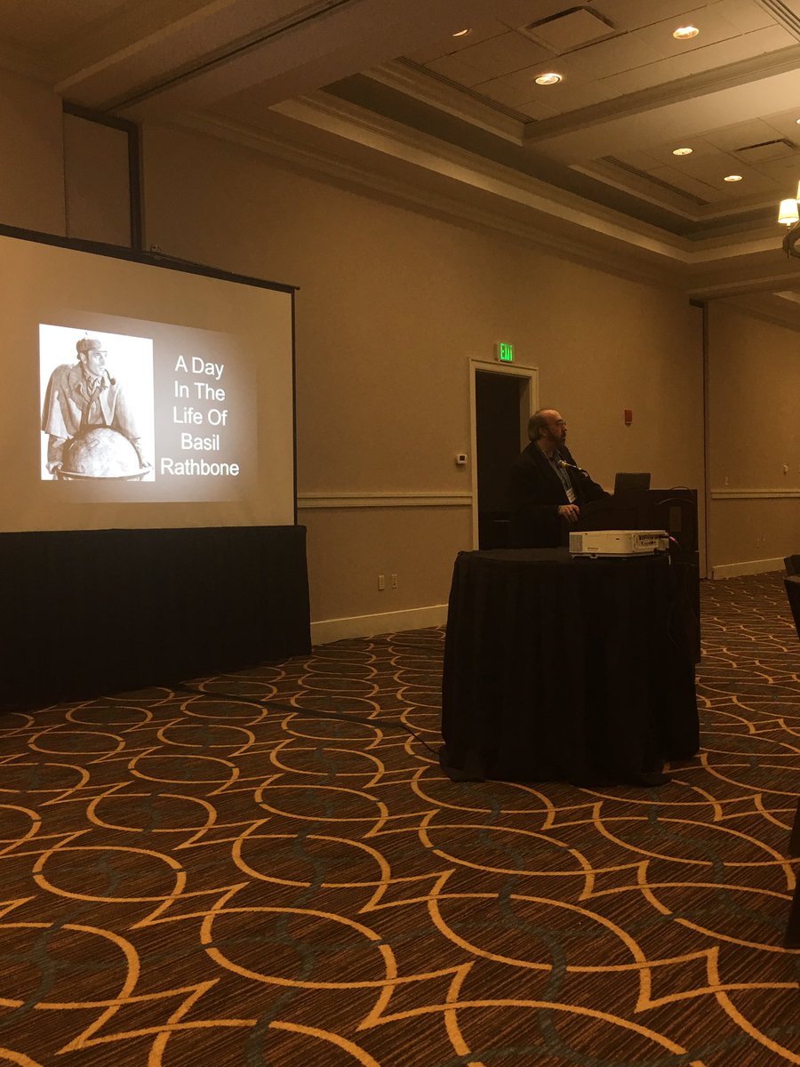 221bcon's tweet photo. After lunch we get started again. Greg Ruby gives us A Day in the Life of Basil Rathbone. #scintillationXII https://t.co/Pc7lJMR11p