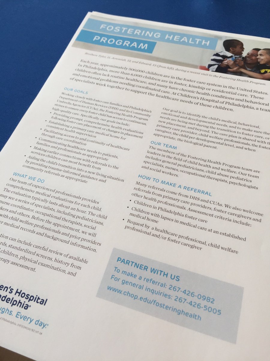 The @ChildrensPhila #FosteringHealth clinic joined us today to talk about physical and behavioral health needs of children in care.