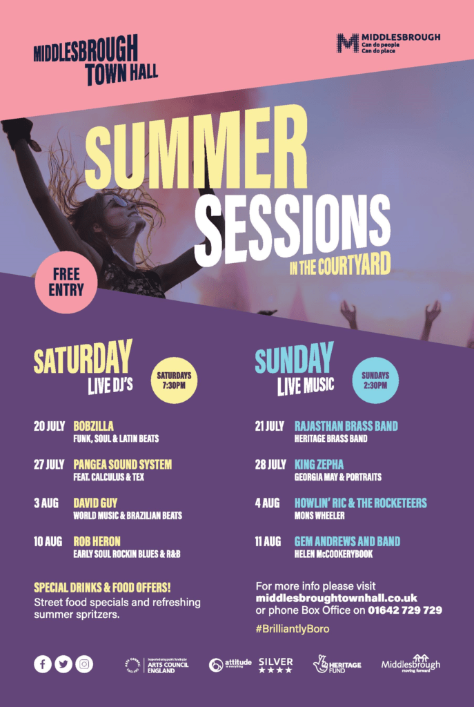 Summer Sessions -Town Hall Courtyard Middlesbrough middlesbroughevents.com/summer-session…