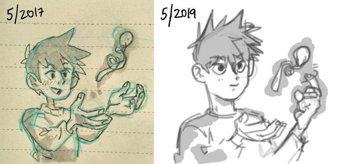 unearthed an early ritsu!!! plus a quick redraw. my style for mp100s changed a lot ???? 