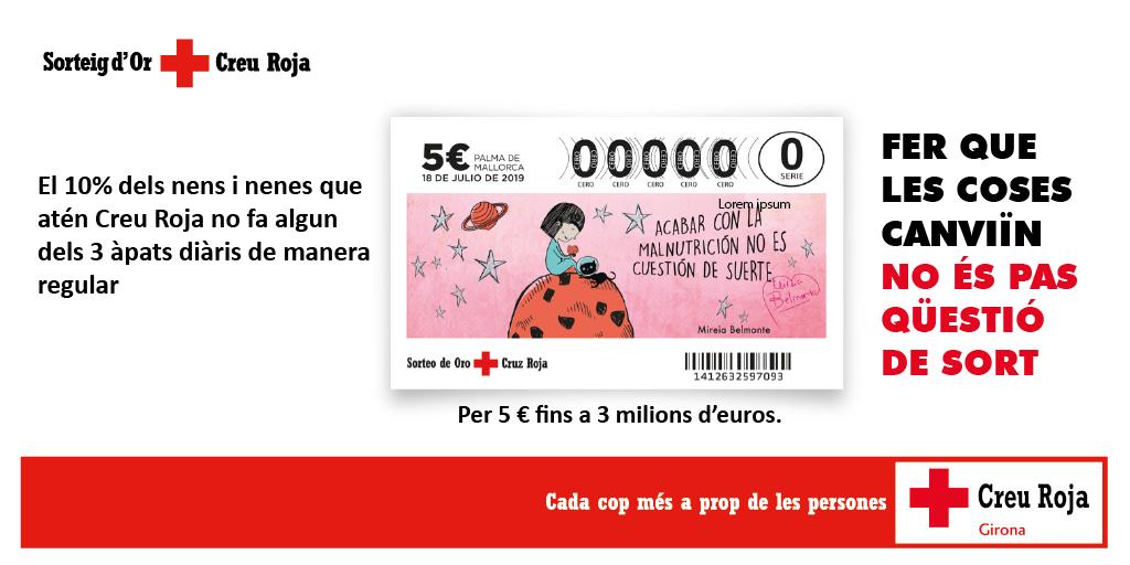 El 10% dels nens i nenes que atén Creu Roja no fa algun dels 3 àpats diaris de manera regular. Que nens i nenes estiguin ben alimentats no és qüestió de sort #SorteigdOr