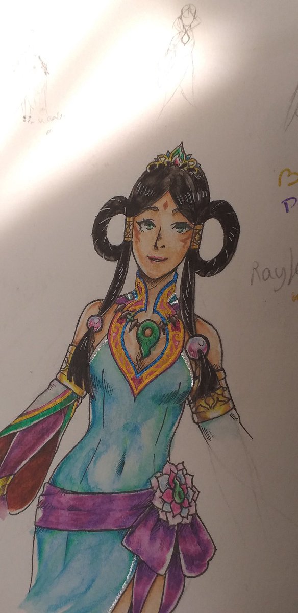 oDreenSo's tweet photo. Some old drawings of an older Rayfa from Ace Attorney I made :) might change the color palette back to pink, what do you think? 
#aceattorney #drawing #aa6 #rayfa #rayfapadmakhura'in #phoenixwright #pwaa #redesign https://t.co/LOiCJ05pLS