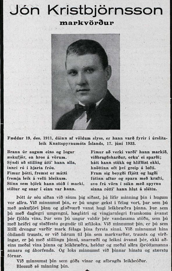 Jón Karel Kristbjörnsson of <a href="/valursport/">Valur</a> died after sustaining serious injury during a 1933 Championship final vs. <a href="/KRreykjavik/">KR Reykjavik FC</a> #Iceland #Goalkeeper #Goalkeepers #Football #Soccer #History