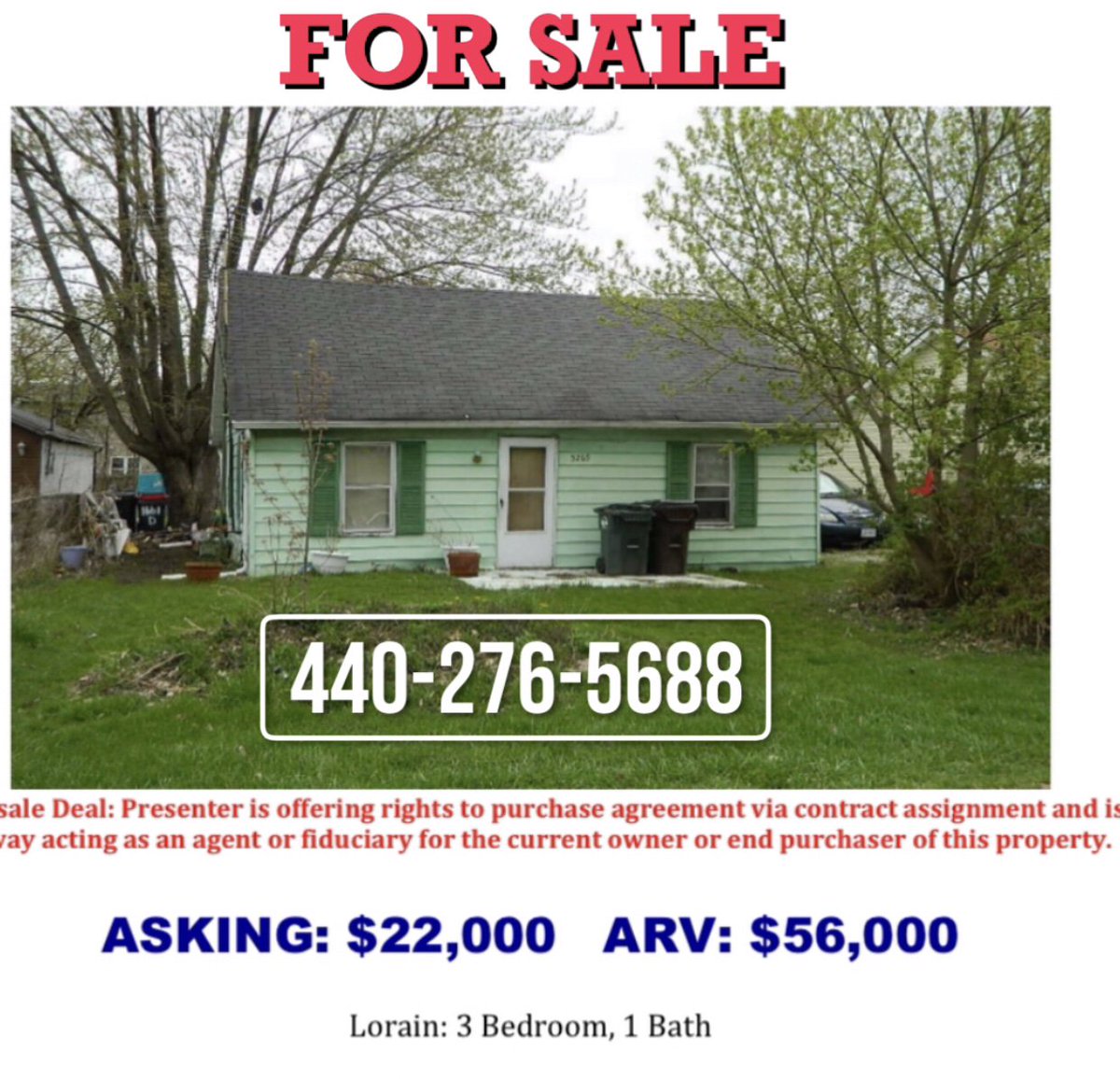 For Sale Lorain: 3 Bedroom, 1 bath 🏚🏡🏠
➡ASKING: $22,000 ARV: 456,000
➡Call us today at- 440-276-6588
.
.
#Lorain #salelorain #sale #sell #selling #sellhouse #Vermilion #VermilionOh #house #realestate #TJInvestmentTeam #TJInvestment #InvestmentTeam