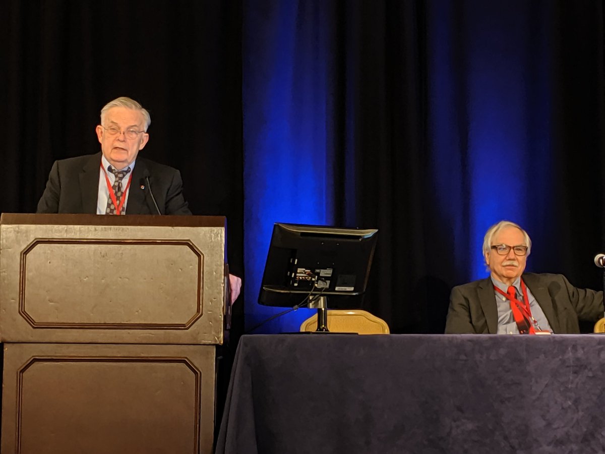 SurgInfxSoc's tweet photo. Giants debating the merits of open access publishing. #DonFry versus #PhilBarie... Both pre-eminent past Presidents of @SurgInfxSoc. Also known as the Current Editor vs. the Founding Editor of @SurgInfxJrnl
#SIS2019 #Shock2019 @WCMSurgery https://t.co/pwcIG2C8ix