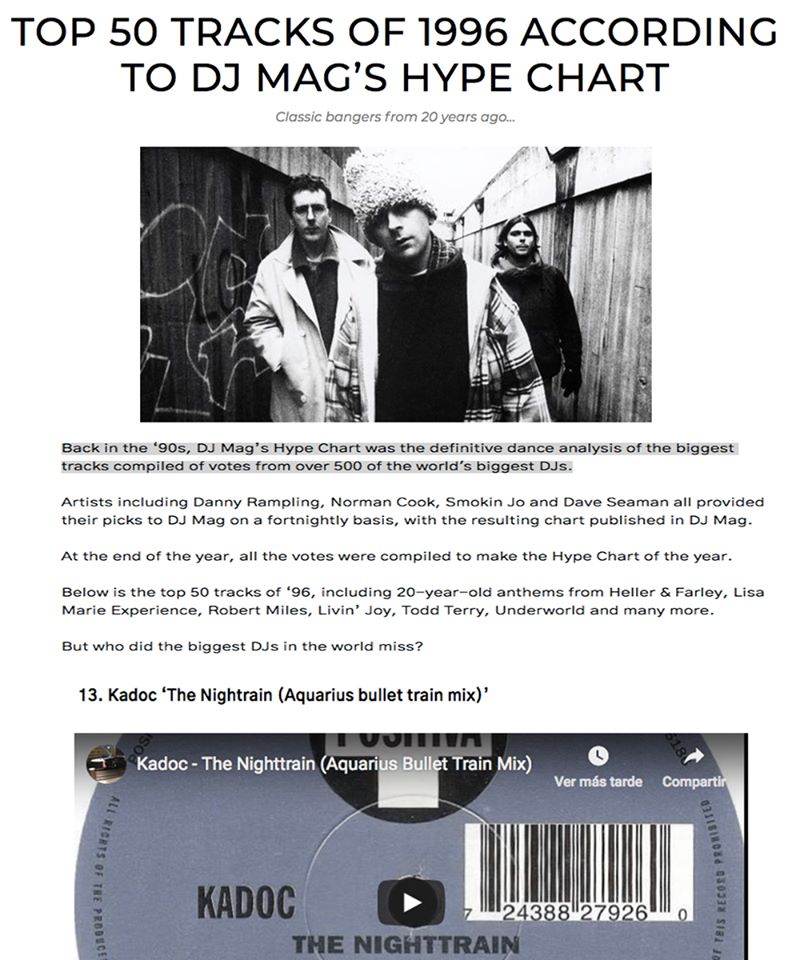 TOP 50 TRACKS OF 1996 ACCORDING TO DJ MAG’S HYPE CHART. 
Kadoc the nighttrain #13

djmag.com/news/dj-mag-hy…

#kadoc #thenighttrain #90sdancemusic #oldskool #eurodance #1990s #danceanthems #rave #eurohouse #eurodance90s #90sdance #classicdance