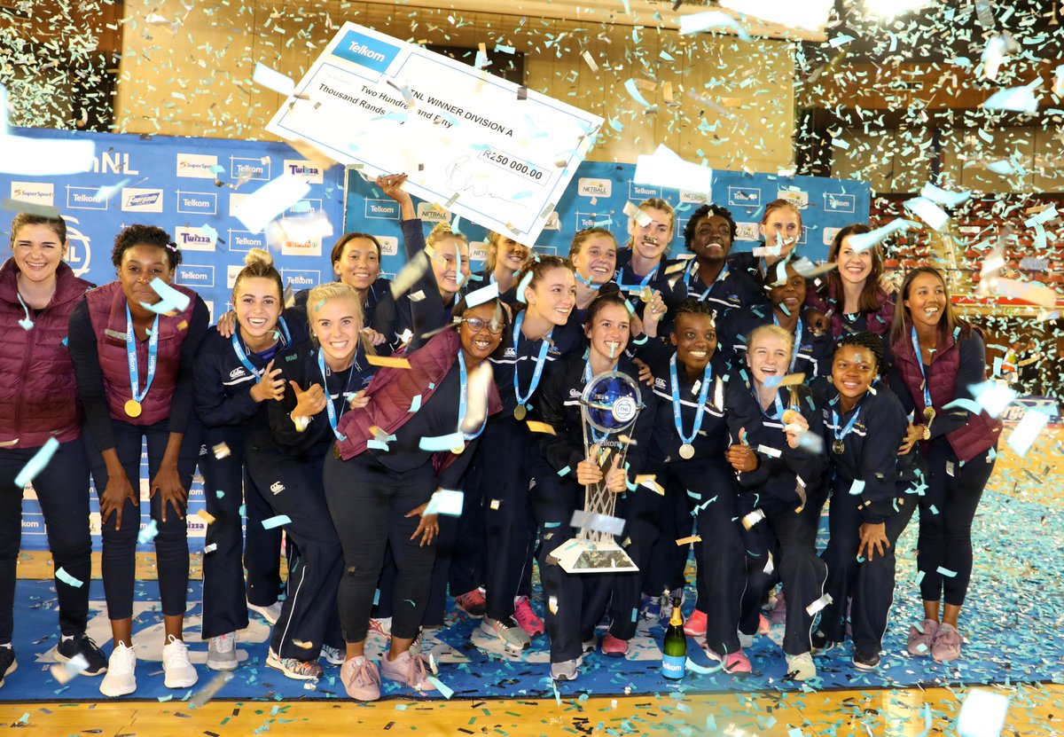 Netball_SA's tweet photo. .@JaguarsNetball the 2019 @TelkomZA Netball League Champions! 🏆

#TelkomNL https://t.co/c8jD96Kqd9