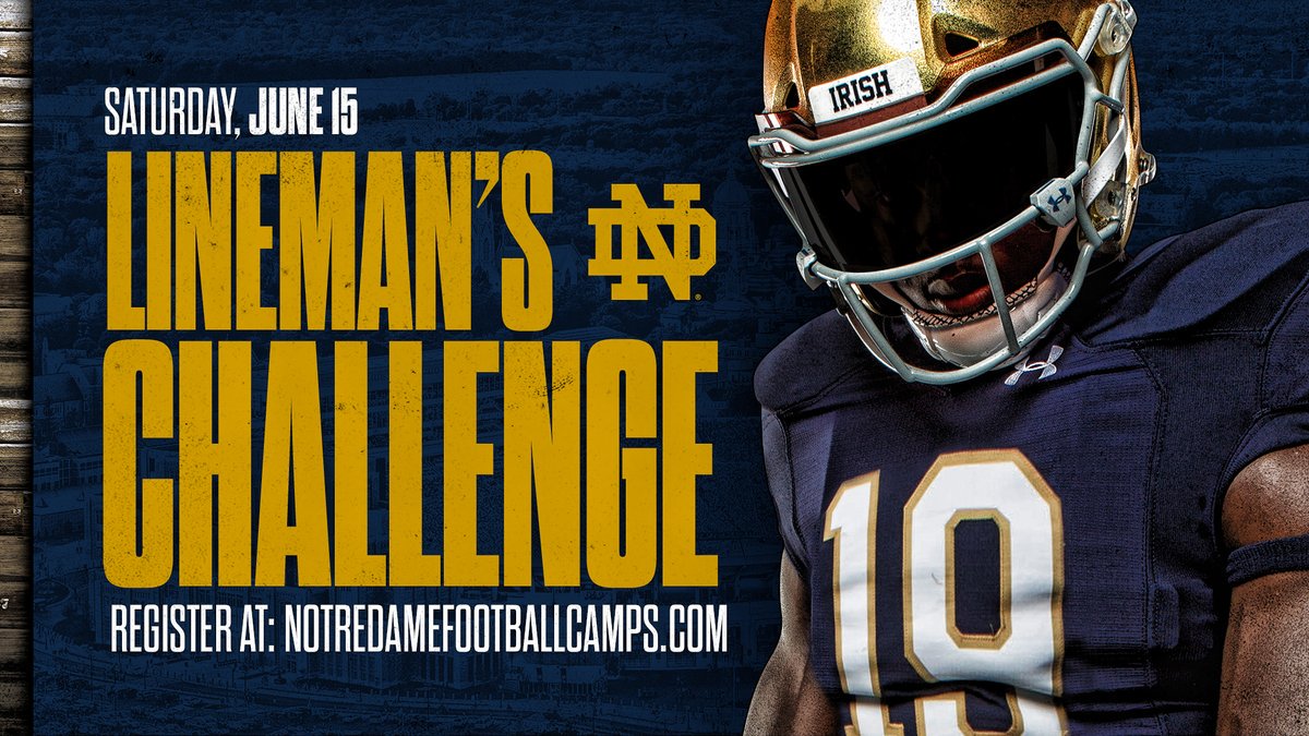 NDFootball's tweet photo. Here's your opportunity to work out with some of the best OL and DL to ever come out of ND.

One week out from our Lineman's Challenge: https://t.co/JQqFjvcjGB

#GoIrish ☘️ https://t.co/DAAIvJ9QQA