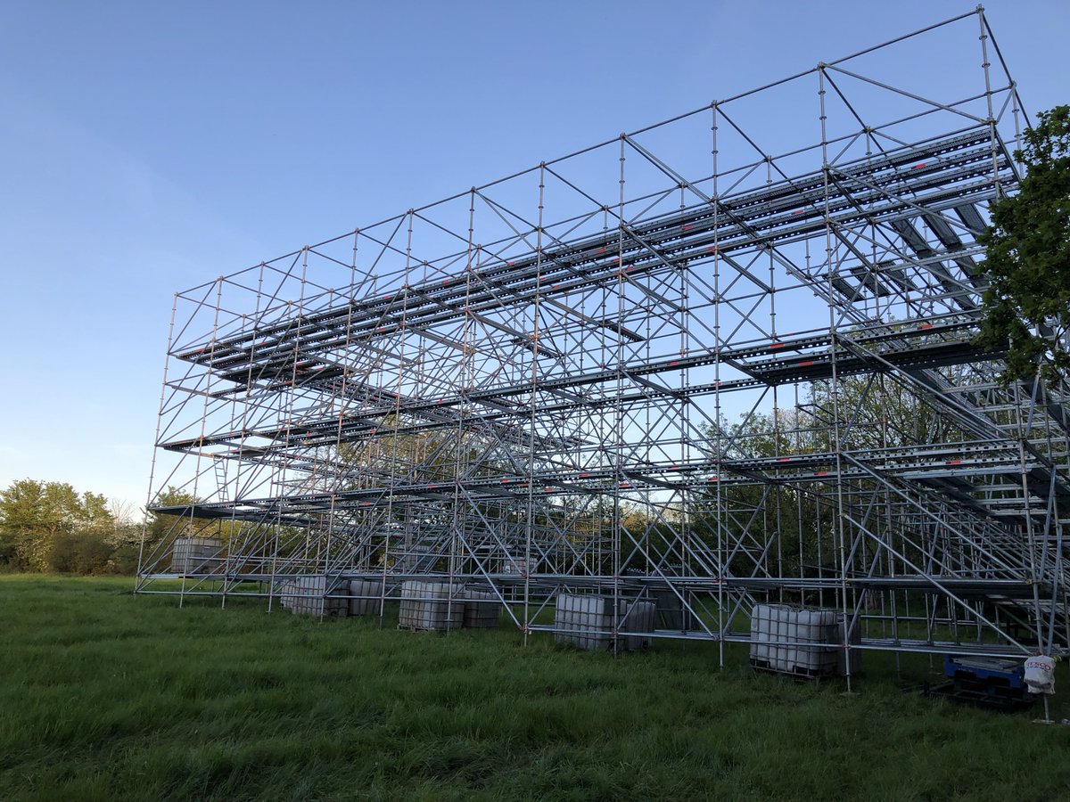 Glasto build is nearly complete, we can’t wait to show you the finished cladded product #glasto2019 #layher #scaffolding #eventstructures #srg #srgeventstructures