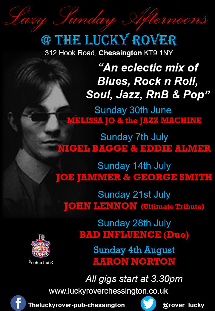 Updated #LazySundayAfternoon giglist!

@rover_lucky @the_trudy @chessingtonchat @Official_MRLP @phillmarshall @joe_jammer @Beatles4everbr @AaronNortonUK