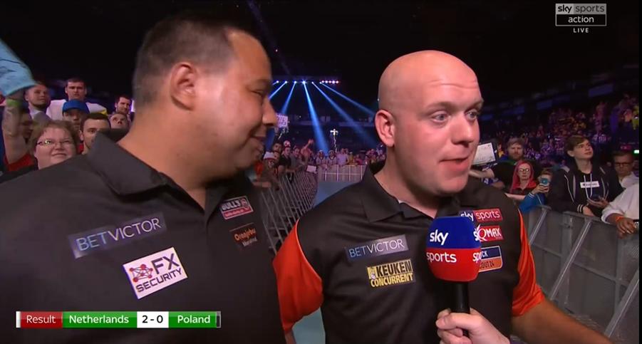 livedarts's tweet photo. MVG on Australia and England going out: "Lovely, thank you very much." 😂 #BVDarts https://t.co/DQg0LrBN3L