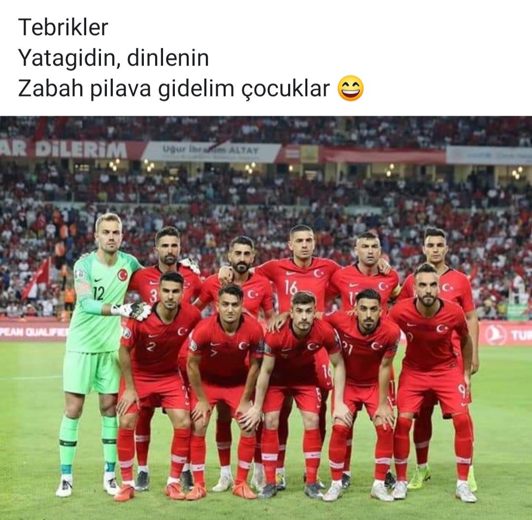 Tebrikler Şenol Güneş
Tebrikler Türk ruhuyla oynayan gençler
Sabah pilava gidecez. Biyere gitmeyin... #FransayıÜzelim