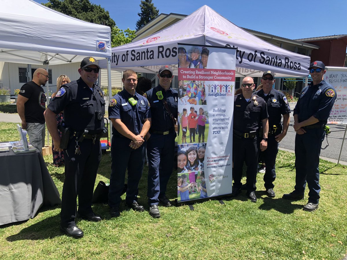 SantaRosaPolice's tweet photo. Come join the fun of #Neighborfest at Santa Rosa Charter School for the Arts on Humboldt Street. @CityofSantaRosa is working to bring neighbors together to be prepared for emergencies. We will be here until 4 pm. https://t.co/mARbyw5kIK