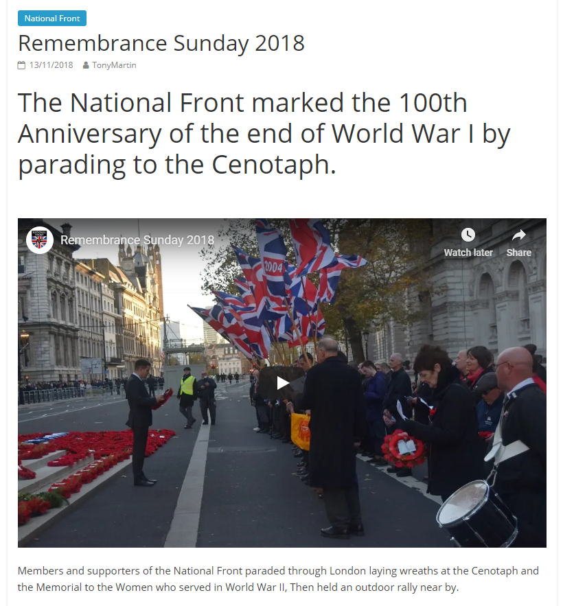 11/ And, sure enough, Chabloz was the National Front's guest of honour at their "remembrance" rally in November 2018. Okay, that was after her appearances on the  @RichieAllenShow, but her vile politics were already quite obvious in all that she said and wrote.