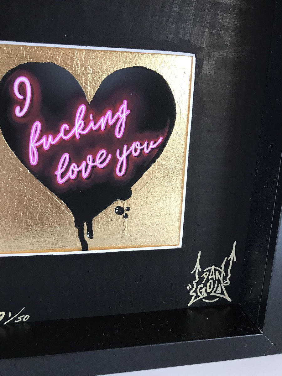 BLACK ON GOLD and pink neon 
new I f🖤king love you print 
limited edition 
Available now 
…rsofartstudioandgallery.bigcartel.com/product/black-…
