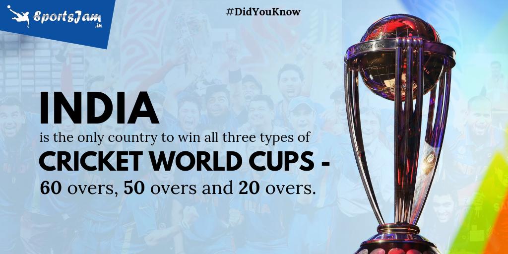 SportsJamIn's tweet photo. #DidYouKnow?
India Is The Only Country To Win All Three Types Of Cricket World Cups - 60 Overs, 50 Overs and 20 Overs.
#Cricket #Sports #GeneralKnowledge #IndianSports #Sportslover #CricketsLover #IndianCricketTeam #SportsJamIn https://t.co/ZpBTjvrz3U