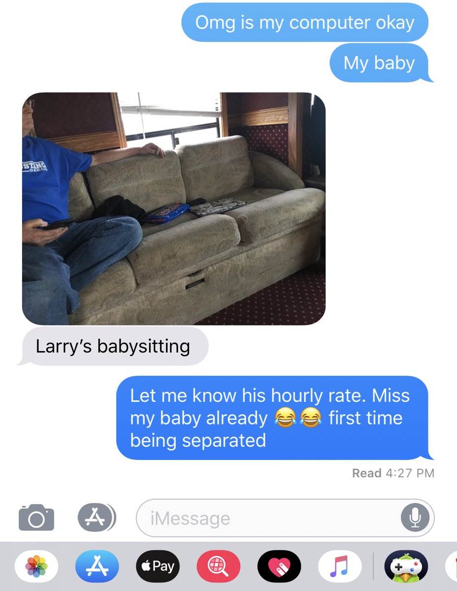 shelby_arment's tweet image. When you get drunk leave your computer in the semi and now you’re separated for the first time in 7 years. Miss you 😂 #GraphicDesignerprobs