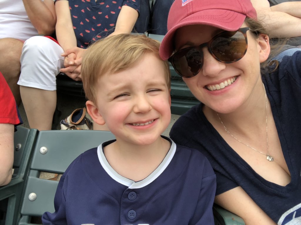 BeckyBoucher's tweet photo. Perfect day for the kids’ first MLB game. Go Tribe! #tribetown https://t.co/DfWwJ2vNXf