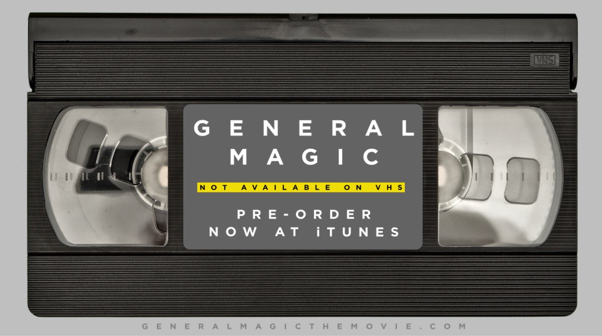 generalmagicmov's tweet photo. General Magic may not be available on VHS but it is available to pre-order now from @iTunes 
https://t.co/4o6WqLtTKt

Your download also gives you exclusive access to unseen footage via the Magic Club📱
#exclusive #itunes #preorder #download #vhs #stevejobs #generalmagicthemovie https://t.co/ML6T4MMaVN