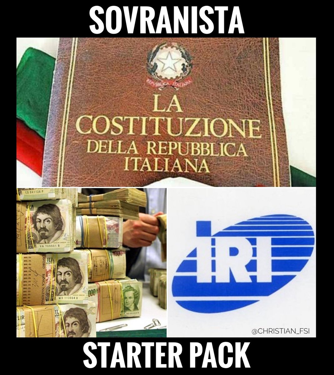 Il vero starter pack del #sovranista
#Costituzione, #moneta e #pianoindustriale.