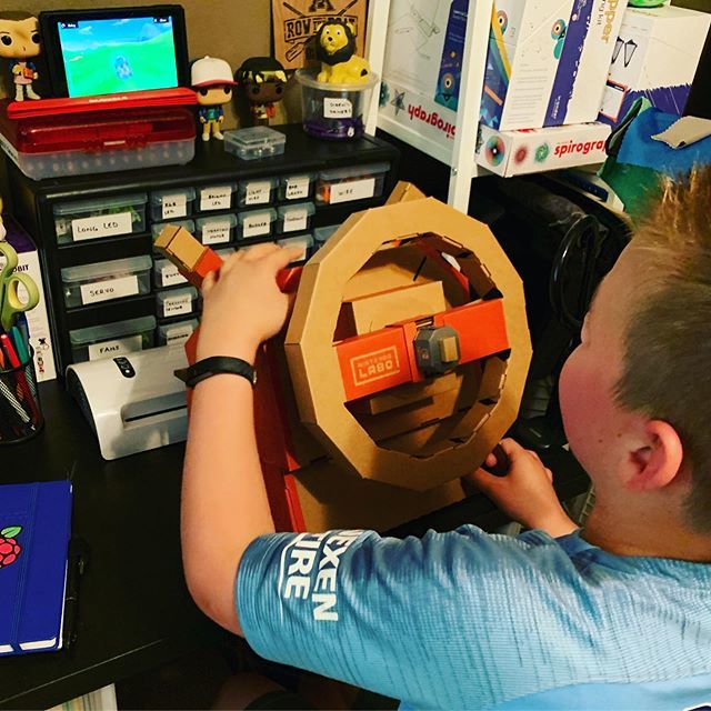 angpotts's tweet photo. We had some fun building with @nintendo Labo today! 
#instituteofplay #nintendolabo #summerfun #buildwithcardboard https://t.co/QsnicnVU3G https://t.co/j6uUdsJcBn