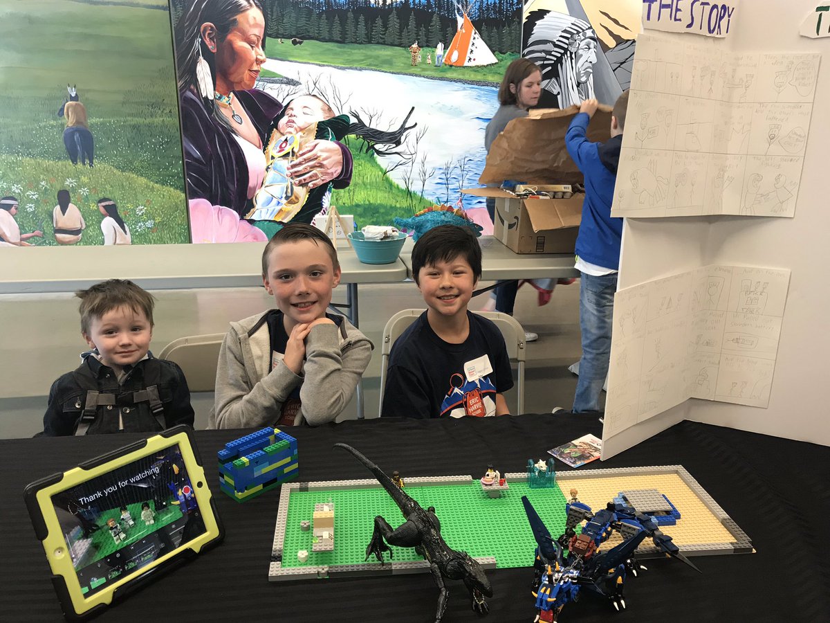 Aidan &amp; Rowan used story planners, photography, lego, Voice over, captions &amp; 292 photos (on Friday afternoons!) to create stop-action video for the <a href="/MakerFaireYYC/">Calgary Maker Faire</a> - awesome innovation &amp; creativity showcasing integrated learning for these Gr. 3 students 👏👏#EHSOurstory #wearecbe