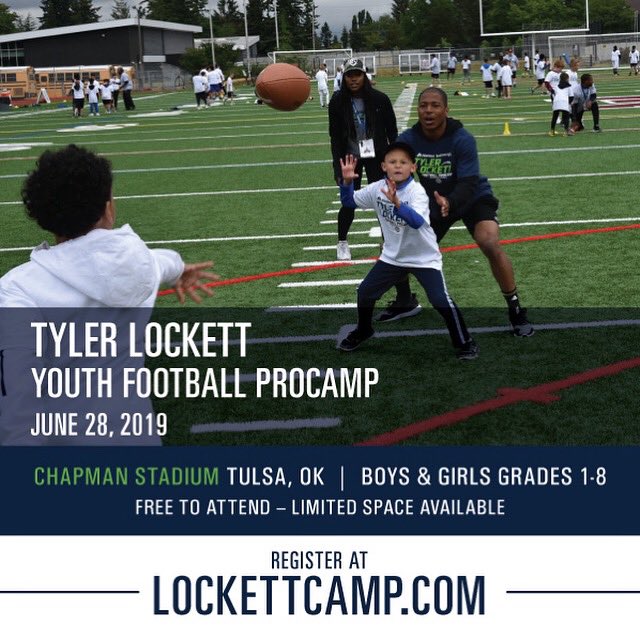 TDLockett12's tweet photo. Proud to be hosting my foundation’s first annual football camp in Tulsa on 6/28! Free to register, but limited availability. Click the link for more details:
https://t.co/YcD4eAHXO9 https://t.co/WdcJEUJPFQ