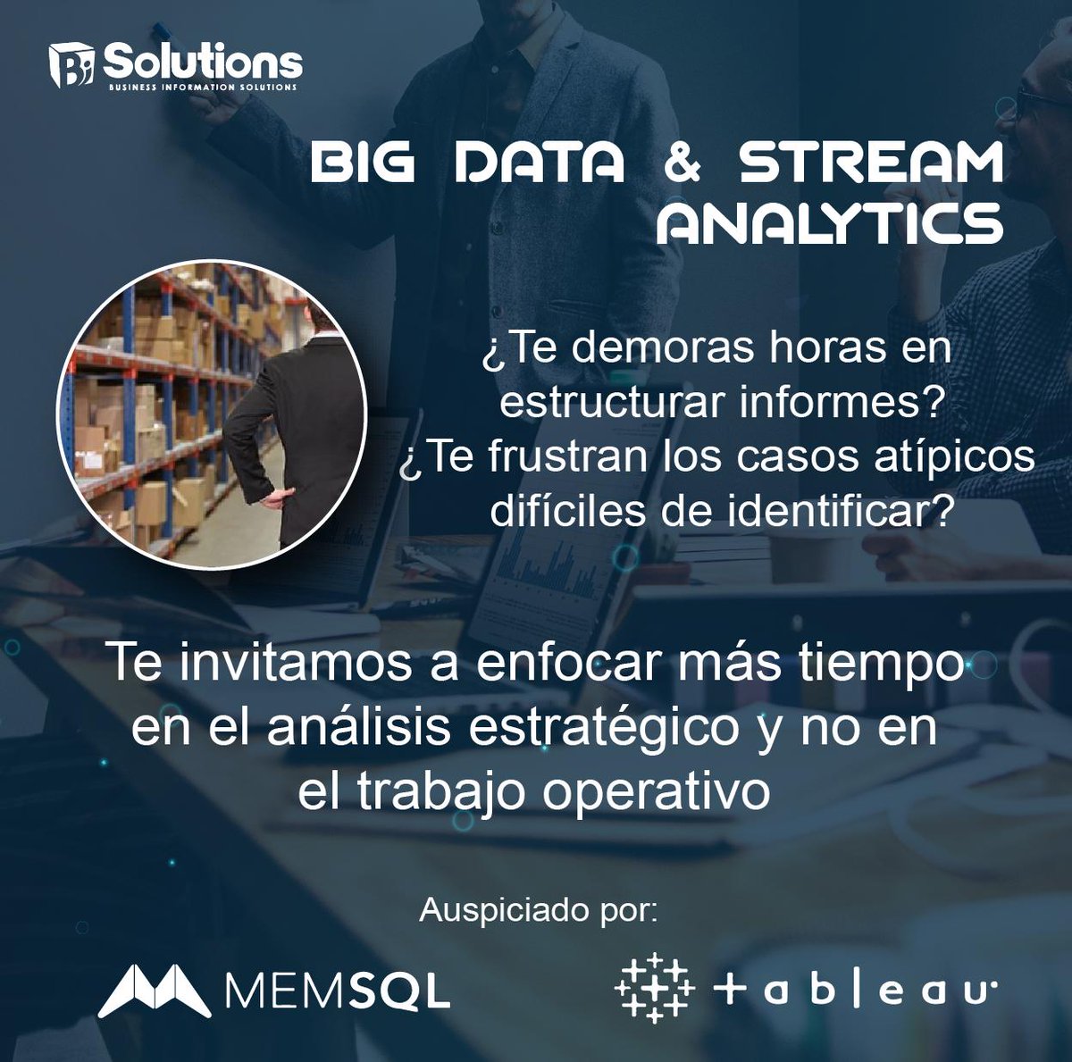 BiSolutionsSA's tweet photo. Concéntrate más en el análisis estratégico y monetiza tus datos.
Te invitamos al desayuno Big Data Stream Analytics con ponentes desde Estados Unidos y Ecuador.
Inscríbete aquí: https://t.co/Aiokf5Sq1k
#BiSolutionsSA #BigData #BusinessIntelligence https://t.co/XipZytEmab