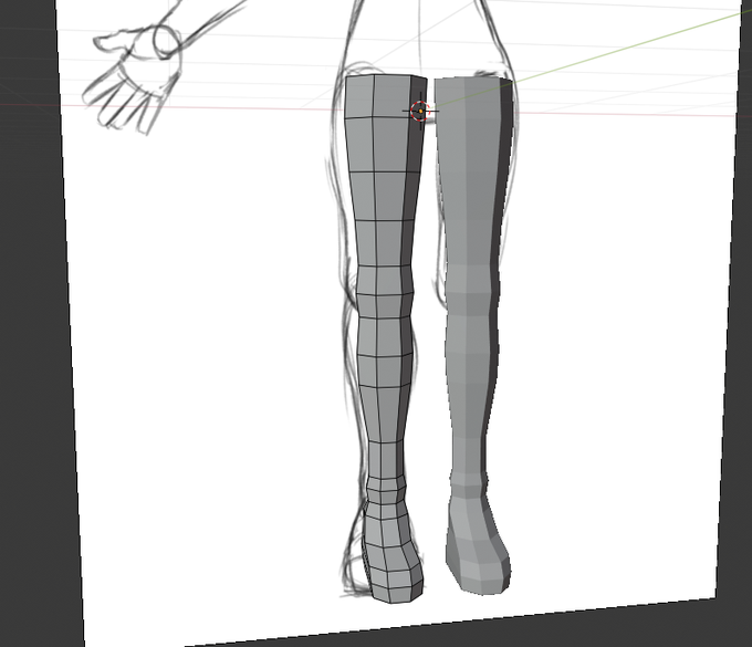 trying to remember how to blender AND get used to the 2.8 interface. i have 2 whole low poly legs so far... as it increases in the polys 