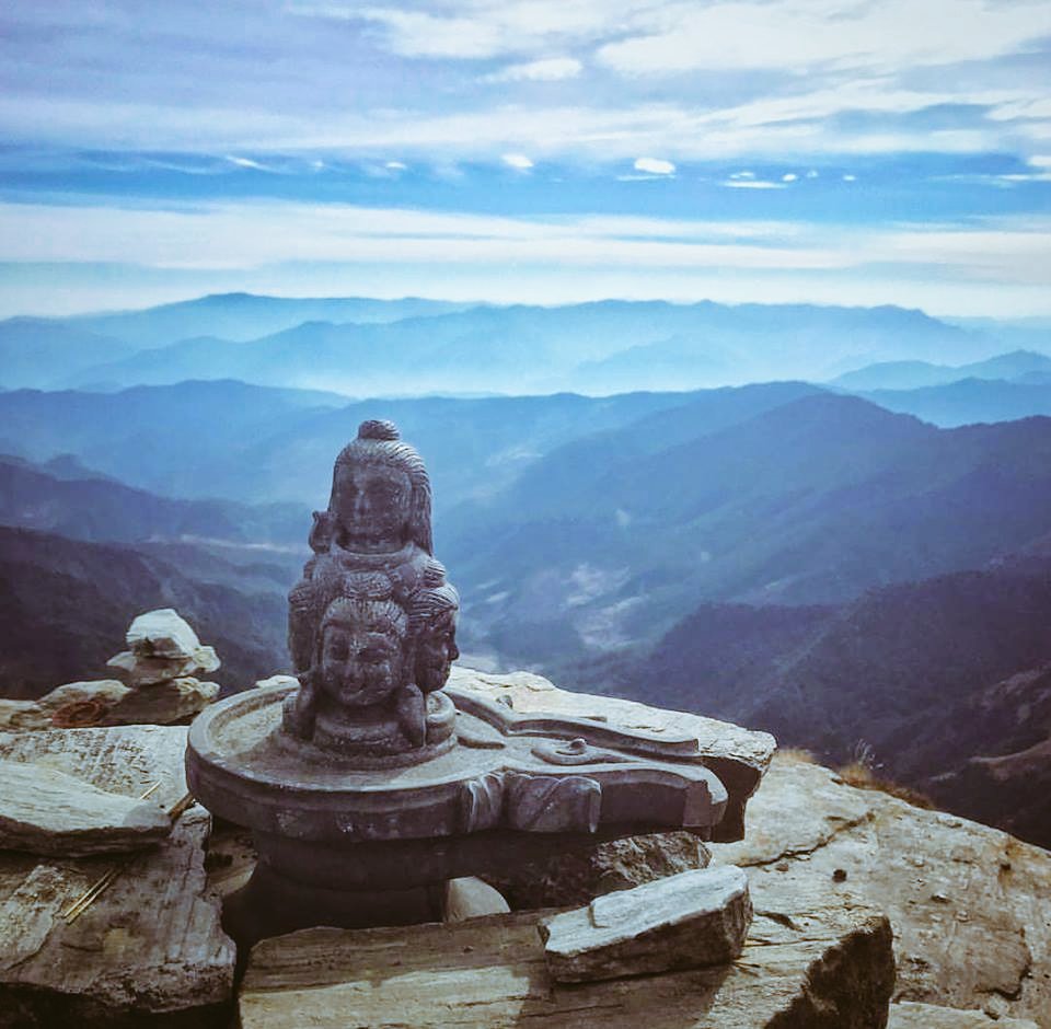 at the chandrashila peak, uttarakhand