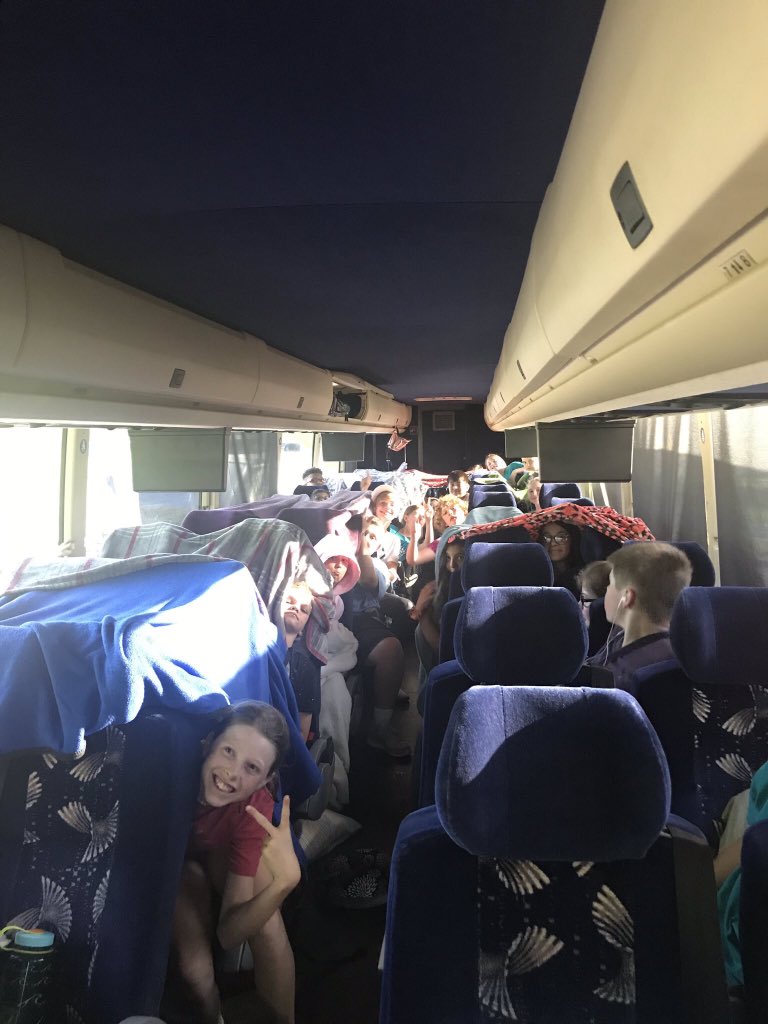 Szydlowskim's tweet image. This is fantastic.   One of tonight’s Teton buses turned their bus into a community of forts. This is new.  #TetonsCPS