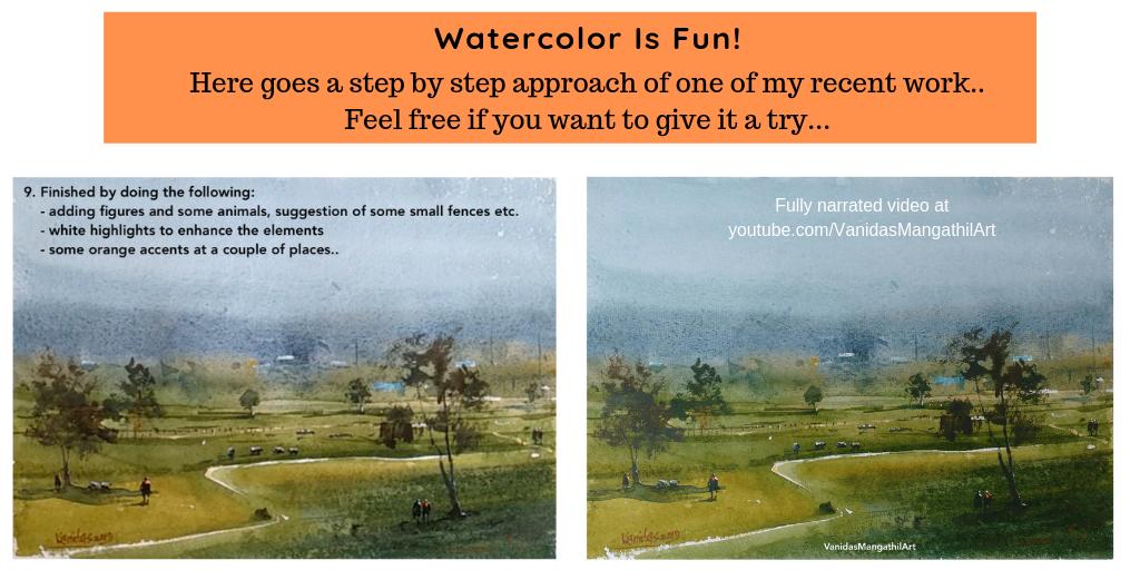 WatercolorIsFun's tweet photo. Enjoyed doing this watercolor landscape.. Starting from vague ideas and just following impulses.. Here goes a step by step progress snaps... (Part 2/2)
#watercolor #watercolour #watercolorpainting #watercolorIsFun https://t.co/eGGGINRHmA