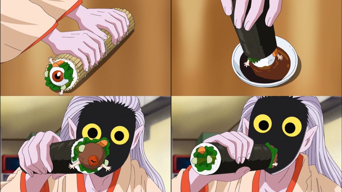 ゴマたん على تويتر 後神 釘付けにしてやる 目玉おやじ やめろ 離せー ちなみに 5期では海苔巻きにされてお醤油付けられ食べられました ゲゲゲの鬼太郎