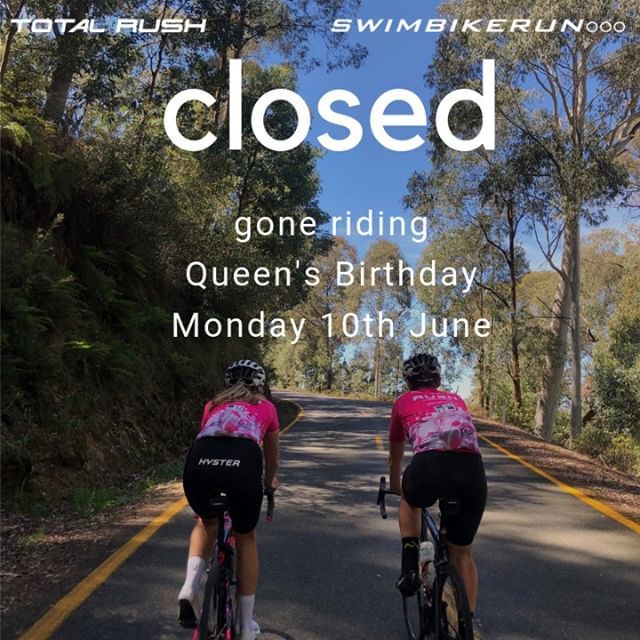 TotalRush's tweet image. We'll be closed on Monday 10th June for the Queen's Birthday holiday. Normal opening hours apply to all other days!
Have a wonderful weekend if you're away, and we'll see you from 10am Tuesday! 
#goneriding #rushrides #publicholiday #eatsleepriderepeat bit.ly/2wJsGUJ