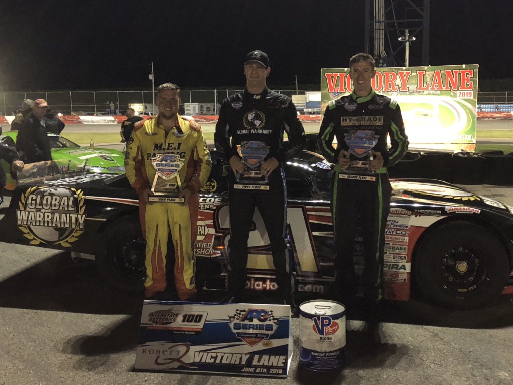 UnitedLMSeries's tweet image. What a wild Interstate Batteries 100! @MattPritiko took the checkered flag and parked it in @RobertQTravel victory lane! 

2nd - @SpiraRacing86 
3rd - @PrimeTimeStade