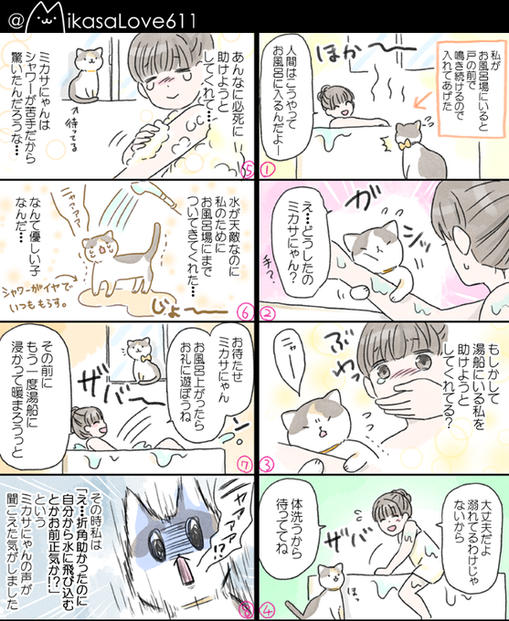 猫とお風呂に入った時の出来事…

私のスマホが防水でなかったのをこれほど悔やんだ事はありません…
特に最後の表情はカメラに撮って見て頂きたかったです…
 