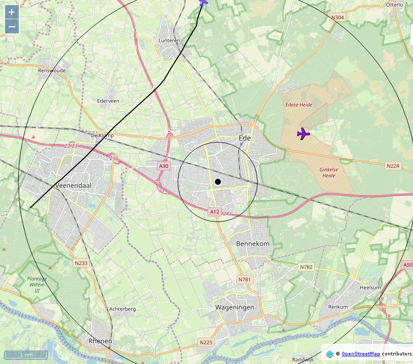 AboveEde's tweet image. #PHPSC : 3.2 mi away @ 1225 ft and 4.2° frm hrzn, heading NE @ 96.7mi/h 10:35:48. #AboveEde #RaspberryPi #ADSB #dump1090