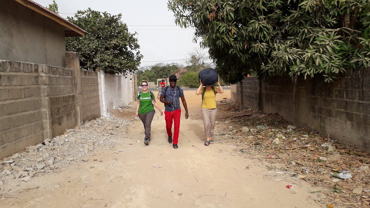 Arriving at our workshop in the #Gambia for more #plasticrecycling training, bringing safety wear & big smiles 😁 #MakingWasteWork #StopPlasticPollution