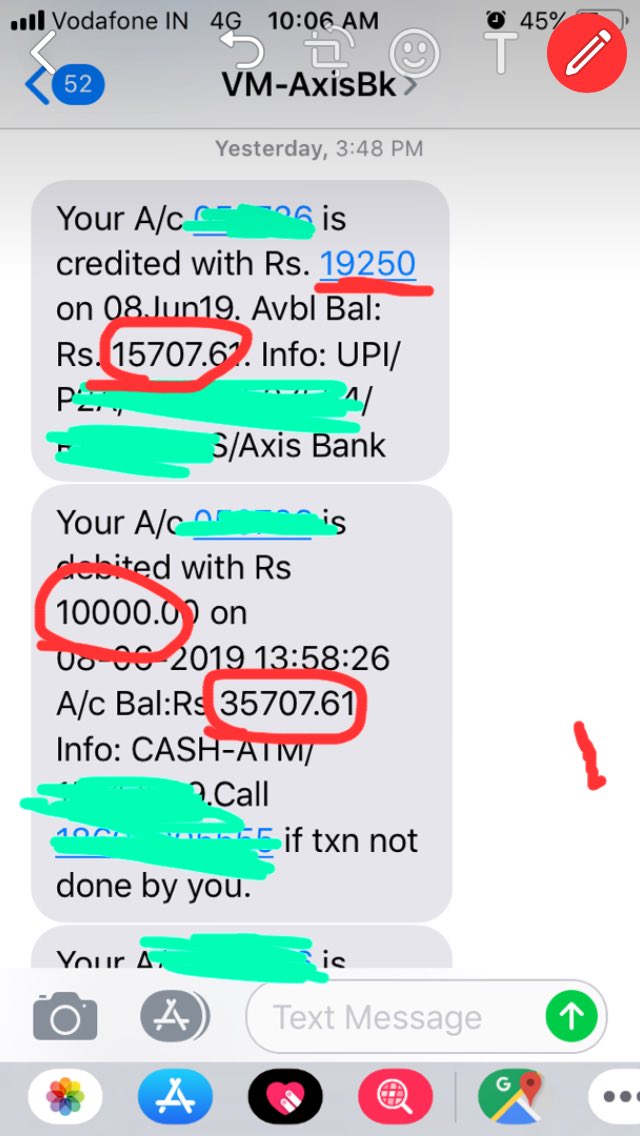 awsomvinod's tweet image. @AxisBank, you need to improve your system. How it is possible if 19000 is credited and available balance is 15000 and then 10000 is debited 35000 is current balance. #axisbankbug #bank #bankissue