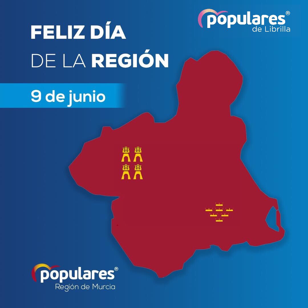 PLibrilla's tweet photo. #HOY, 9 de Junio, día de la #RegióndeMurcia.
Nos sentimos unos privilegiados y orgullosos de pertenecer a esta increíble Región.
#PopularesRMurcia
#PopularesLibrilla
#Disfrutardenuestrodia https://t.co/FmT0lJLH7i